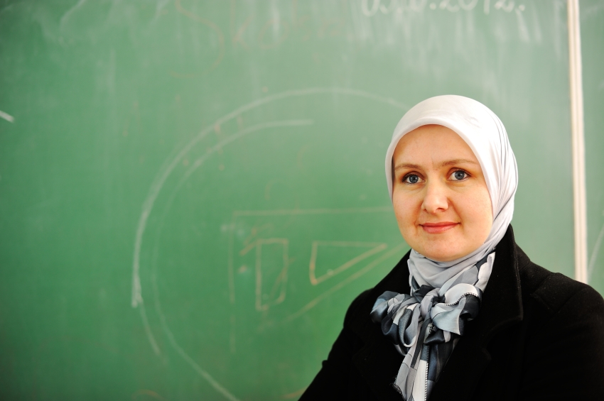 Cute lovely Muslim Arabic Teacher at school Tarbiyah Academy