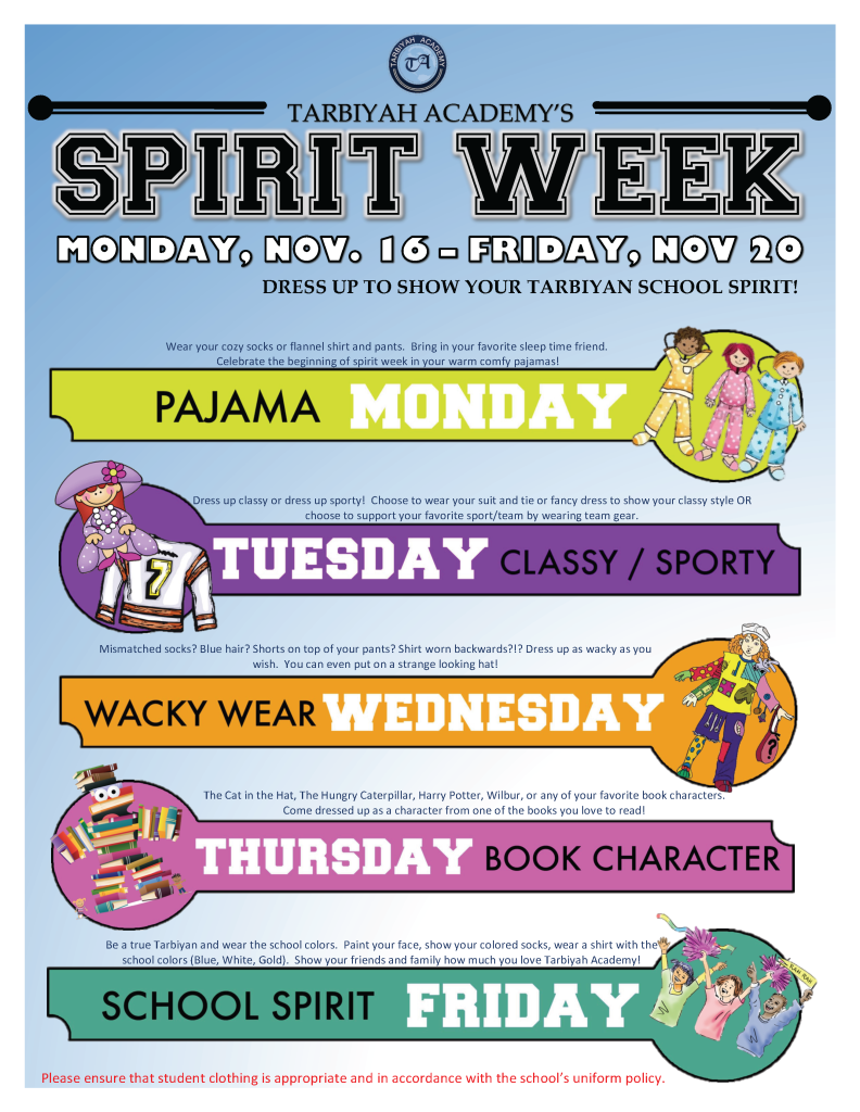 Spirit Week Flyer – Tarbiyah Academy