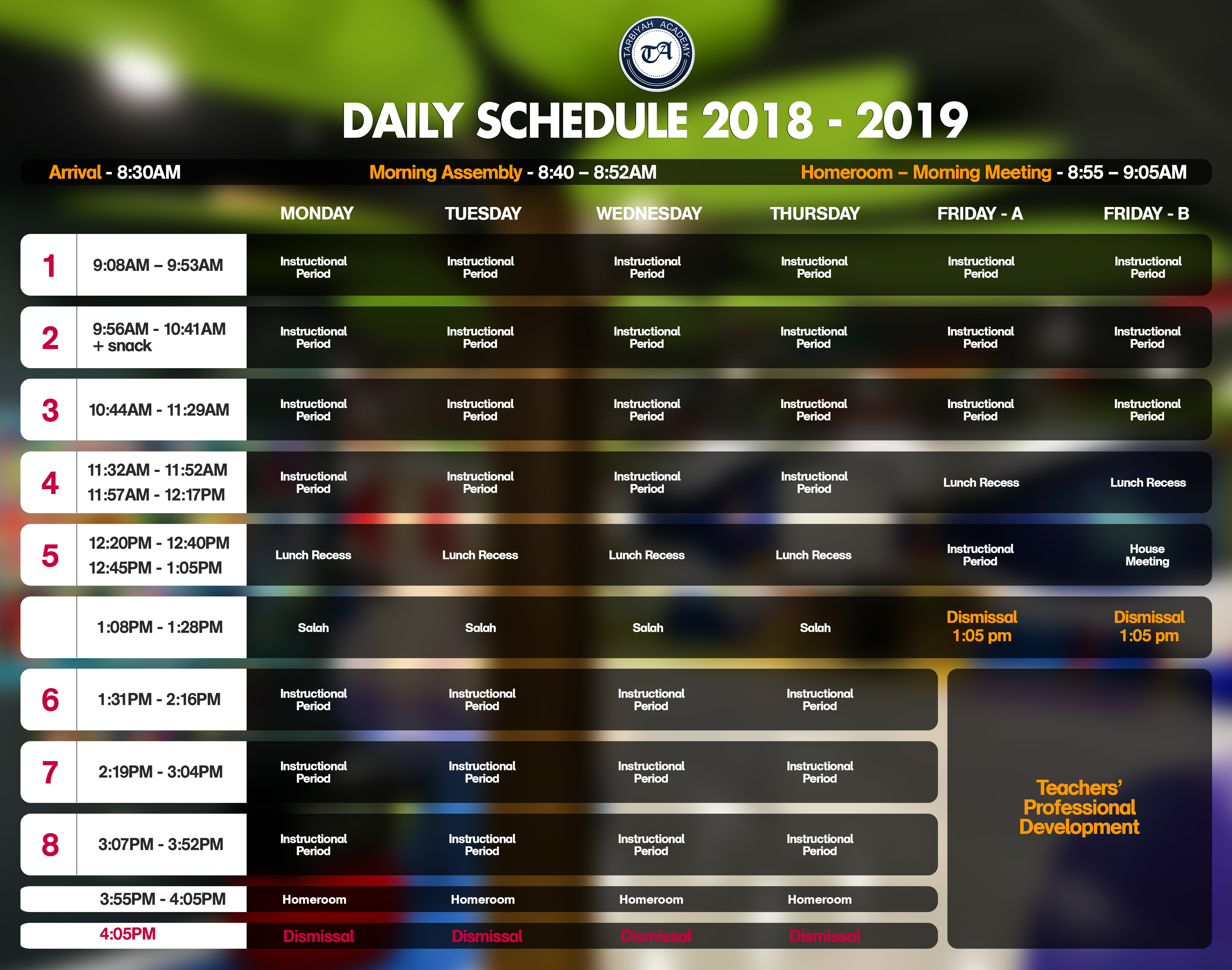 Schedule Calendar 2019 _Tarbiyah Academy Tarbiyah Academy