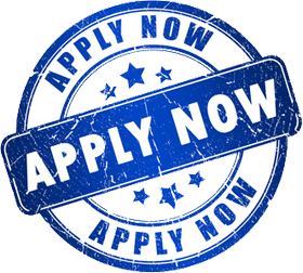 White button with blue stars and lettering that says Apply now Apply now Apply now
